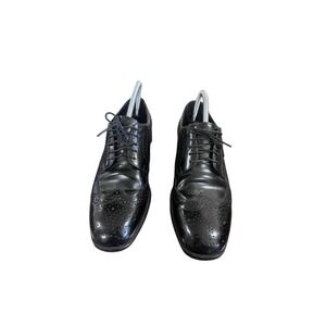 Black Leather Wingtip Brogue Dress Shoes Men's Lace Up Oxford Style